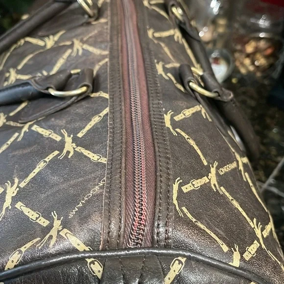 Longchamp Lattice double buckle horse jump brown speedy bag Authentic Vintage - Picture 17 of 17